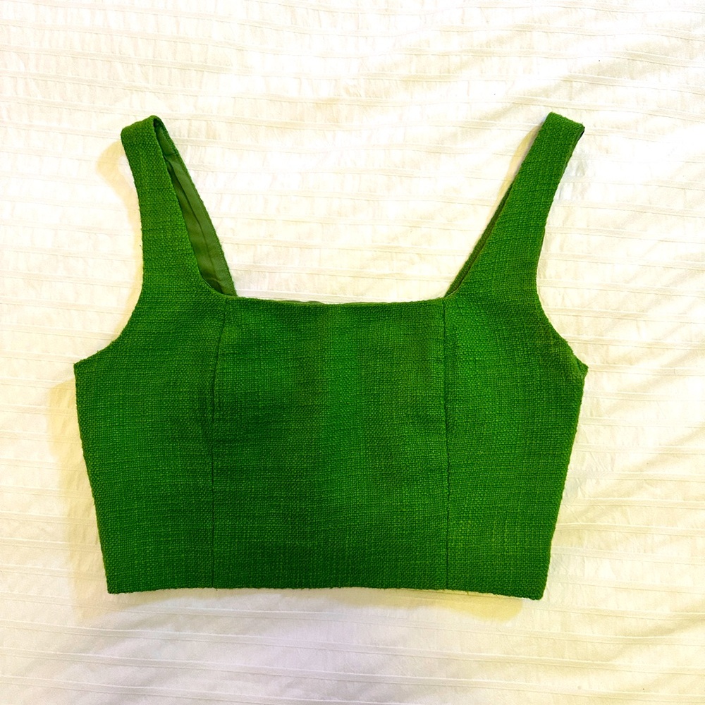 Abercrombie & Fitch Green Fitted Crop Tank Top